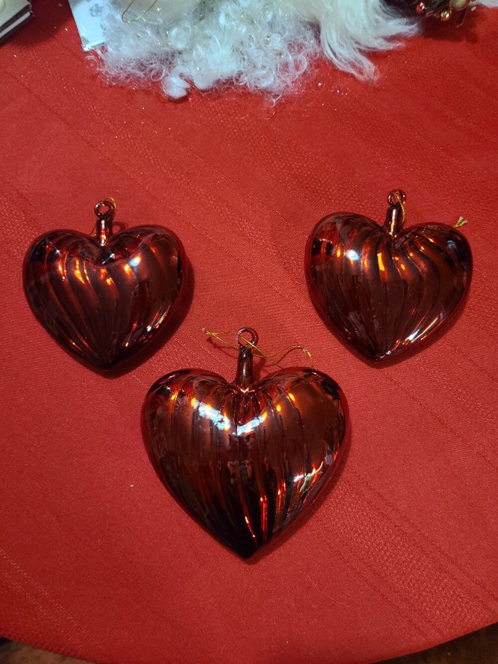 3 VTG Winward Glass Hearts 2-13cm, 1-15cm Grooved Hearts Wedding Valentines Day
